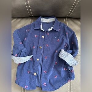 Nautica Dark Blue Shirt with Gray Trim
